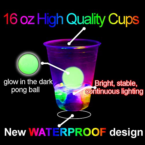 Glow-in-The-Dark Beer Pong Game Set for Indoor Outdoor Parties