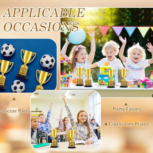 Awesome 24 Pcs Mini Gold Trophy Awards - 4 Inch Plastic Sports Prizes