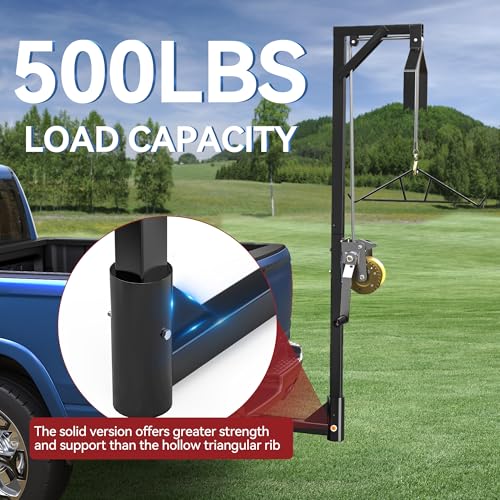 YITAMOTOR 500LB Truck Hitch Deer Hoist with Swivel & Adjustable Height