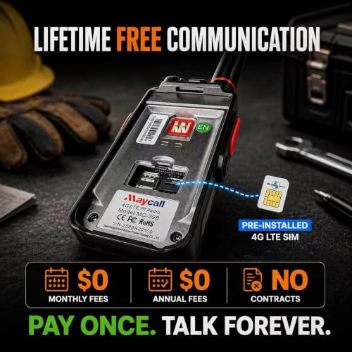 Maycall Black Small 4G Walkie Talkies with Unlimited Nationwide Range, PoC Radio