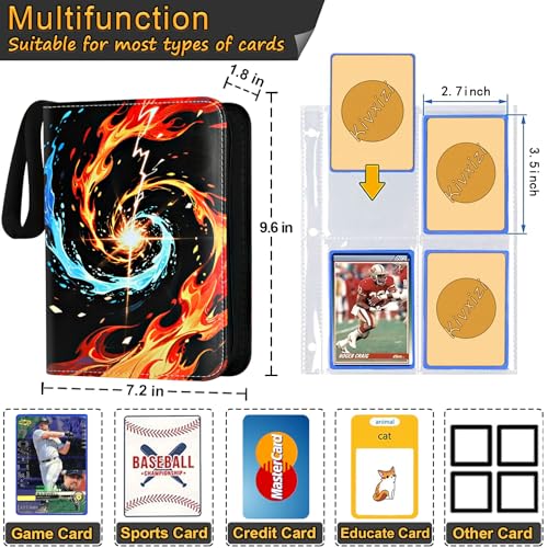 4 Pocket Card Binder for Trading Cards with 50 Removable Sleeves - Fits 400 Cards, Portable Zipper Album for Boys & Girls (4 Pocket)