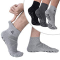 Ozaiic Non-Slip Pilates Socks 3 Pairs Large Black Grey Dark Gray for Yoga