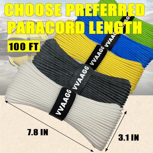 White Paracord Rope 100FT 4mm Nylon Utility Cord for Camping & Outdoor Use - VVAAGG