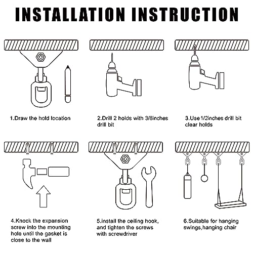 Heavy Duty Swing Hanger Stainless Steel 2000 LB Capacity with Swivel - Black, 1 Pack