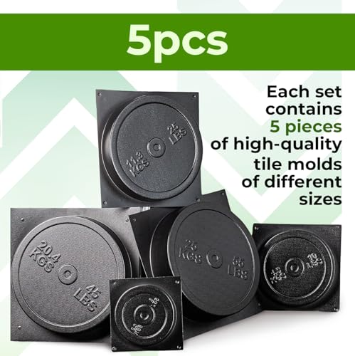 DIY Concrete Weight Plate Mold Set - Reusable 5-Piece ABS Plastic for Home Gym & Garden