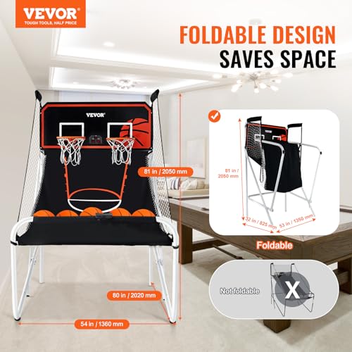 VEVOR Foldable Indoor Basketball Arcade Game 2 Player with 8 Game Modes & Scoreboard
