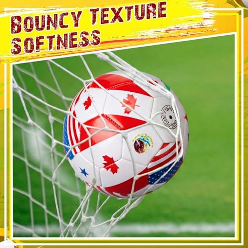 Size 4 Flag Soccer Ball - Multi Country World Flag for Training & Match - Includes Pump & Needle