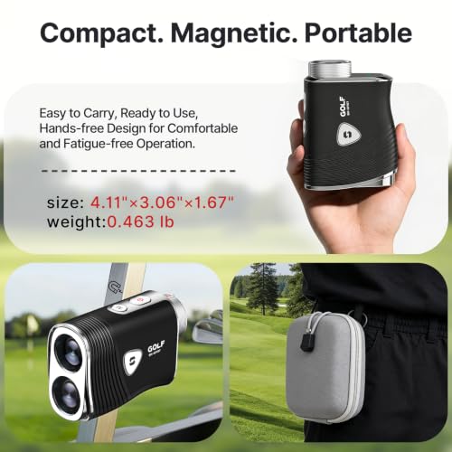 Golf Range Finder with Slope, 1200 Yards, Pin Lock Vibration, Rechargeable Battery - Black & Silver