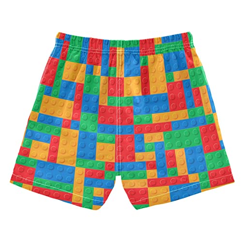 Kigai Boy Swim Trunks - Colorful Blocks Summer Beach Quick Dry 2-6T Llama D7