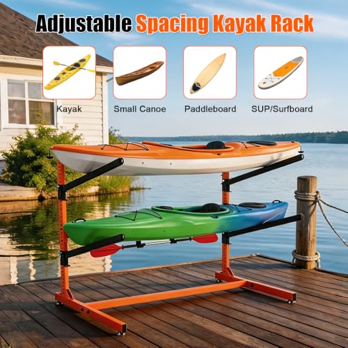 2-Level Kayak Storage Rack Freestanding No Drilling Upright Garage
