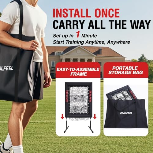 Baseball Pitching Net with 9-Hole Target & 5 Adjustable Heights - Durable Training Aid