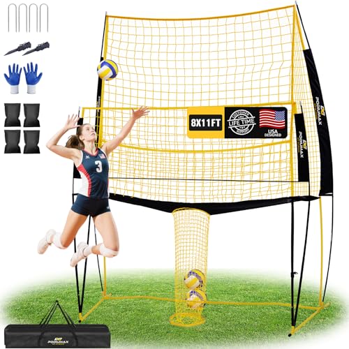 Pro Volleyball Spike Trainer Net - Adjustable 6.5-8FT with Ball Return