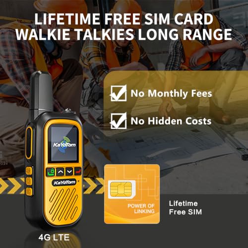 2-Pack Long Range 4G LTE Walkie Talkies with SIM Card - Rugged Two-Way Radios for Construction & Fleet, 5000+ Miles