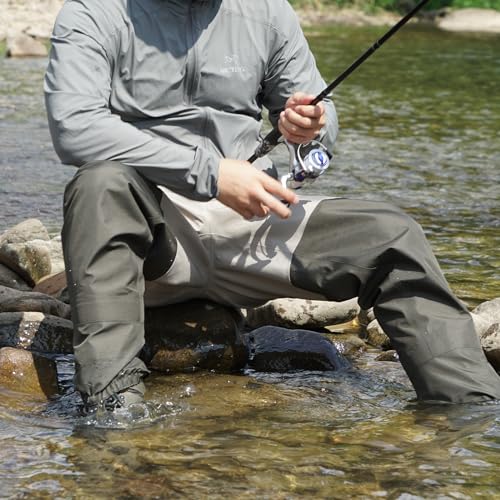 X-Large Green Waterproof Waist Waders for Men & Women - 3-Ply Breathable Fishing Pants