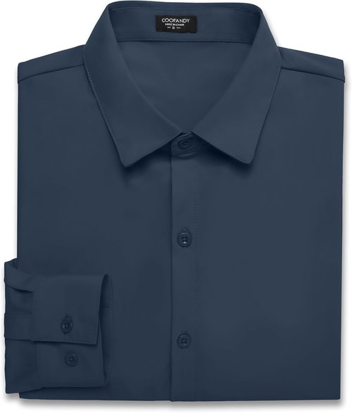COOFANDY Men's Muscle Fit Dress Shirt - Wrinkle-Free Long Sleeve Casual Button Down | Classic Fit