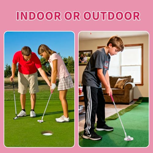 Kids Junior Golf Putter 24 Inch Right Handed with Alignment Line - White Pink