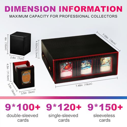 9-in-1 MTG Deck Box with 8 Removable Commander Deck Cases - Black Red
