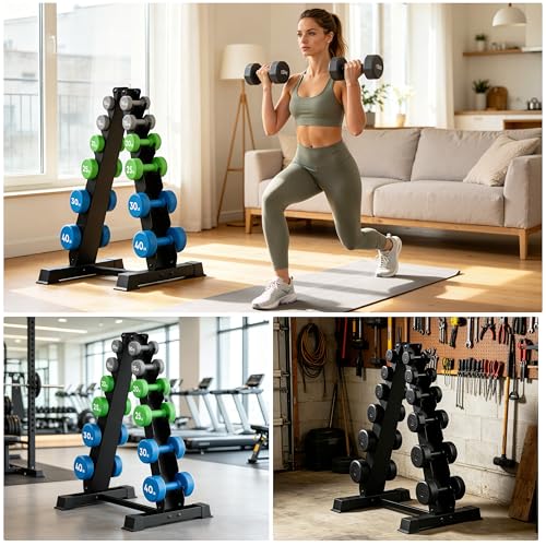 6th Floor JDGG 5/6 Tier A-Frame Dumbbell Rack Stand, 480LBS Capacity