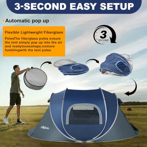 2-4 Person Waterproof Pop-Up Camping Tent - Instant Setup, Breathable & Durable for Outdoor Hiking & Family Camping