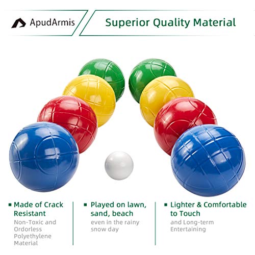 90mm Bocce Ball Set with 8 Colorful Balls & Accessories - Outdoor Lawn Game