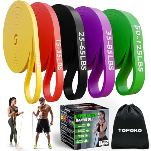 Resistance Bands Set of 5 for Strength Training & Physical Therapy - Heavy Duty Exercise Loops for Home Gym