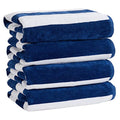 Navy 4-Pack Cotton Velour Beach Towels 30x60 Inches - Ultra Soft & Absorbent
