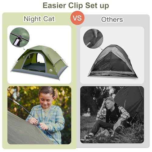 Night Cat 1-Person Upgraded Backpacking Tent Olive Green Easy Setup Waterproof Light & Compact