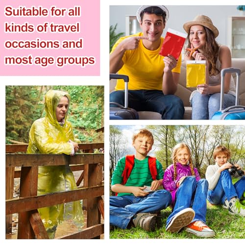 Disposable Rain Ponchos with Hood - 150 Pack Emergency Rainwear - Red & Yellow Variations
