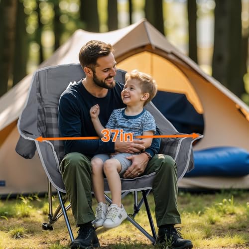 Huskfirm Oversized Grey Camping Chair - Padded Support 450LBS, Single Pack