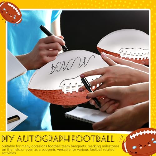 Autograph Football Set - 12 Blank Official Size 8.27in American Footballs with Customization Space - Double Sided, Bulk