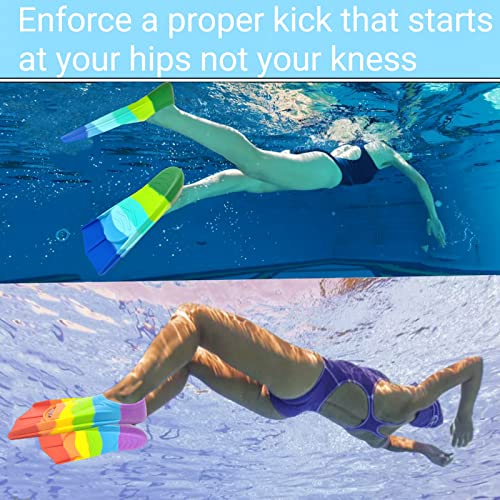 Kids Swim Training Fins Rainbow Silicone Adjustable Flippers - Xs (Us Kids 13.5-1)