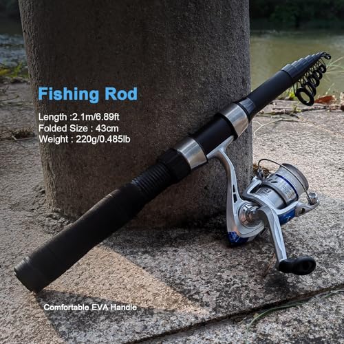 2-Piece Telescopic Fishing Rod and Reel Combo with Accessories