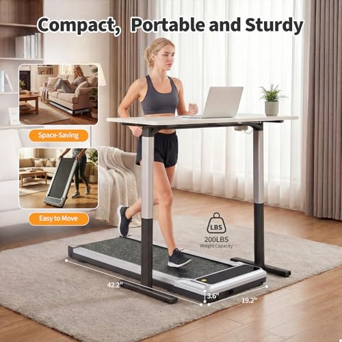 KMFurnila 3-in-1 Under Desk Treadmill for Home Office Portable Walking Machine