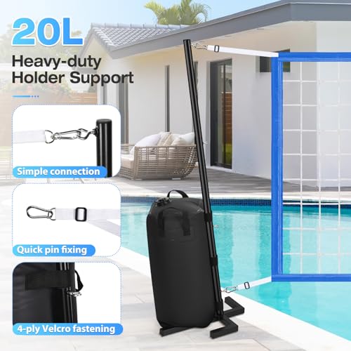Extra Large Heavy-Duty Pool Volleyball Net Set with 2 Volleyballs & Stabilizing Holder