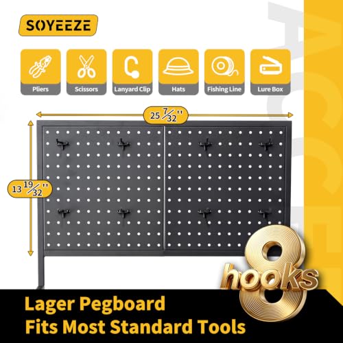 Black 3-Side Fence Fishing Rod Holder Rack for Garage, Up to 12 Rods, Hooks & Wheels, SOYEEZE