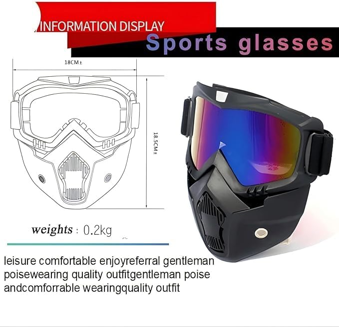 Skiennix Motorcycle Helmet Goggles - Windproof, Dustproof, UV Protection | 2 Set with Removable Face Mask