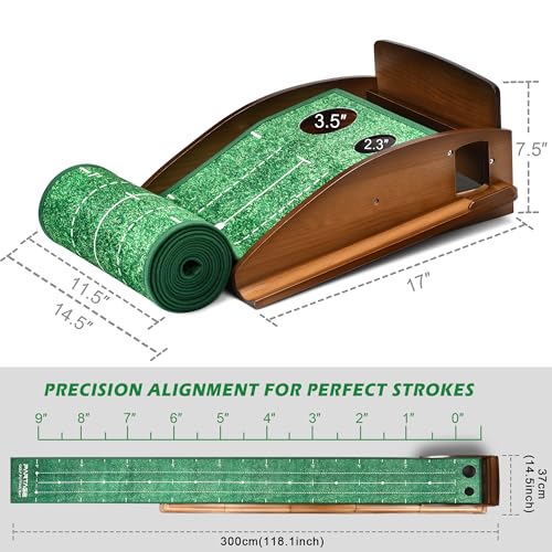 Extra Large Indoor Golf Putting Green Mat with Ball Return - Practice & Improve Accuracy