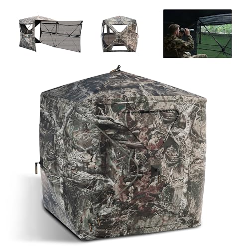 FLISSA 2-3 Person Ground Hunting Blind with 270° See-Through View, Dual Doors