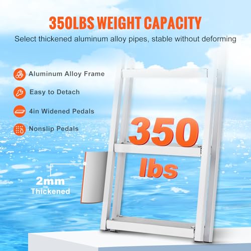 Removable 4-Step Dock Ladder - 350 lbs Capacity for Pontoon Boats