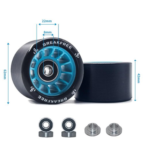 B BREAKFREE 8 Pack Roller Skate Wheels 62 * 42MM 90A With Bearings And Mounting Tools High Rebound Roller Skate Wheels with Bearings Installed for Indoor or Outdoor (90A-BLUE)