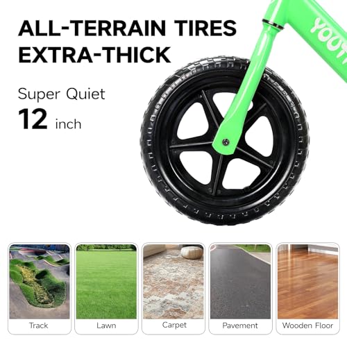 Toddler Balance Bike - Green, Tool-Free Adjustable, Gift for 1-3 Year Olds