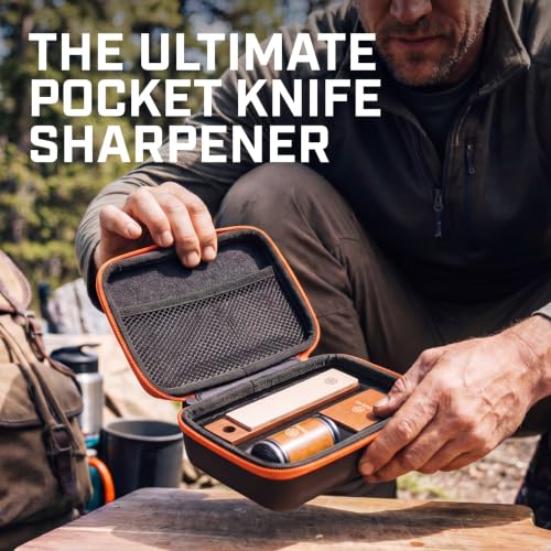 TUMBLER Mini Rolling Knife Sharpener Kit with Carrying Case & Leather Strop