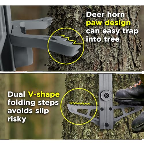 Sebnux 25 Inch Aluminum Climbing Sticks for Hunting – Fold-Up Tree Steps, Non-Slip & Lightweight