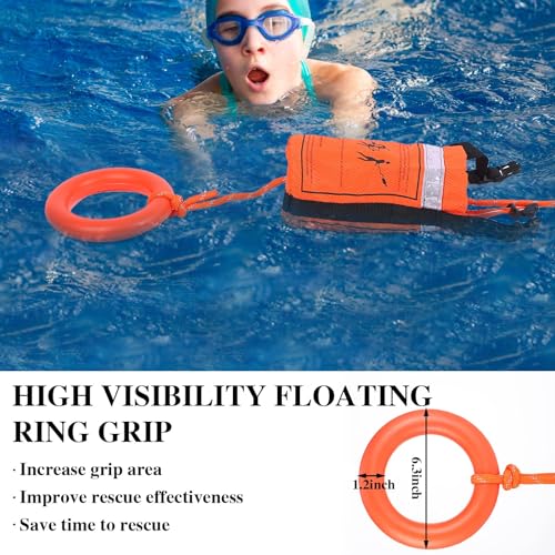 Water Rescue Throw Bag with 70 Ft Rope, 2 Emergency Whistles, High Visibility