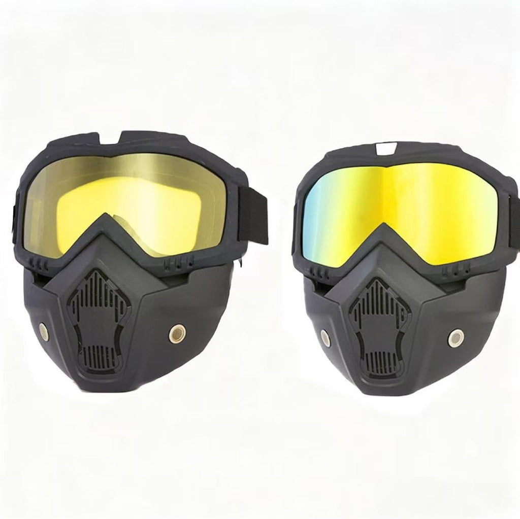 Skiennix Motorcycle Helmet Goggles - Windproof, Dustproof, UV Protection | 2 Set with Removable Face Mask