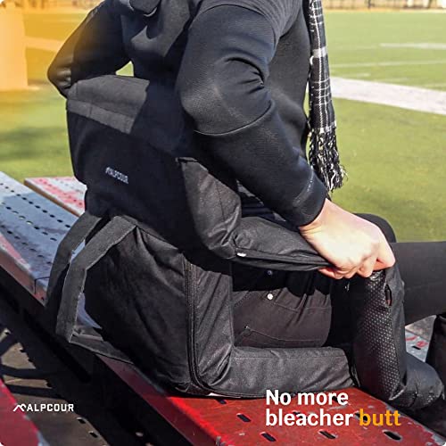 Alpcour 25-Inch Wide Heated Stadium Seat with Back Support, Armrests & Pockets