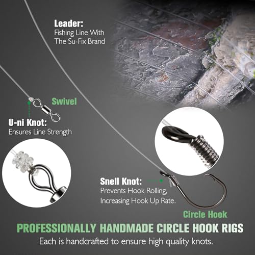 6/0 Circle Hook Rig - Pre-Rigged Catfish & Saltwater Fishing Set