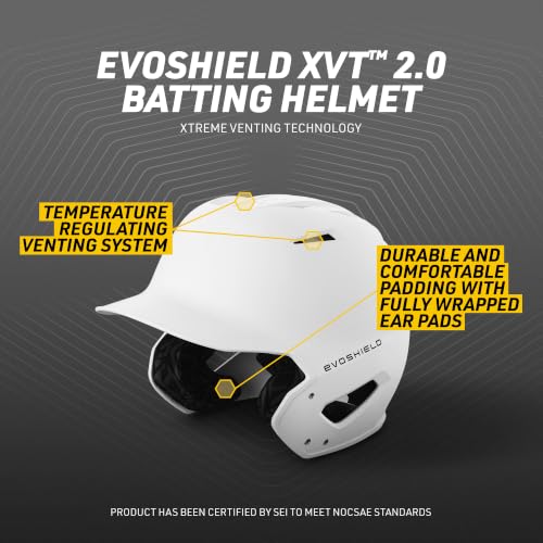 EvoShield XVT 2.0 Batting Helmet Small-Medium Team White Matte Baseball Softball Protective Gear