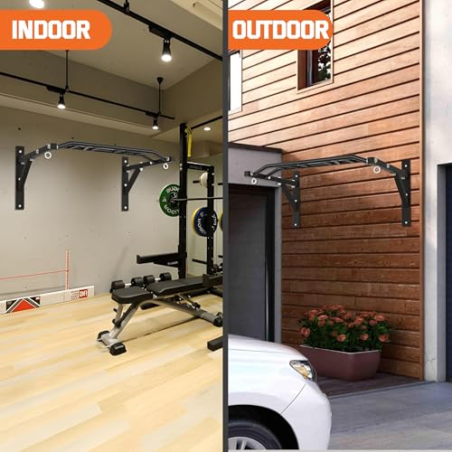 HWOOUSA Multi-Grip Wall Mounted Pull Up Bar - Heavy Duty Steel, 600 lbs Capacity