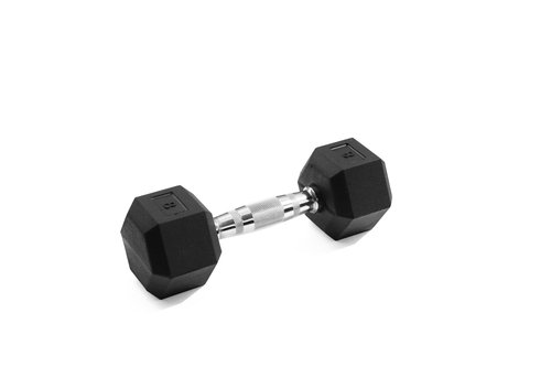 GYMENIST Single Hex Rubber Dumbbell with Metal Handles Exercise Heavy Workout Dumbbells Workout Weights Sold As Singles or Set of 2 (8-Lb Pair)